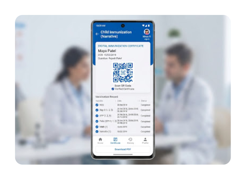 Patient digital appointment slot booking and certificates utility mockup