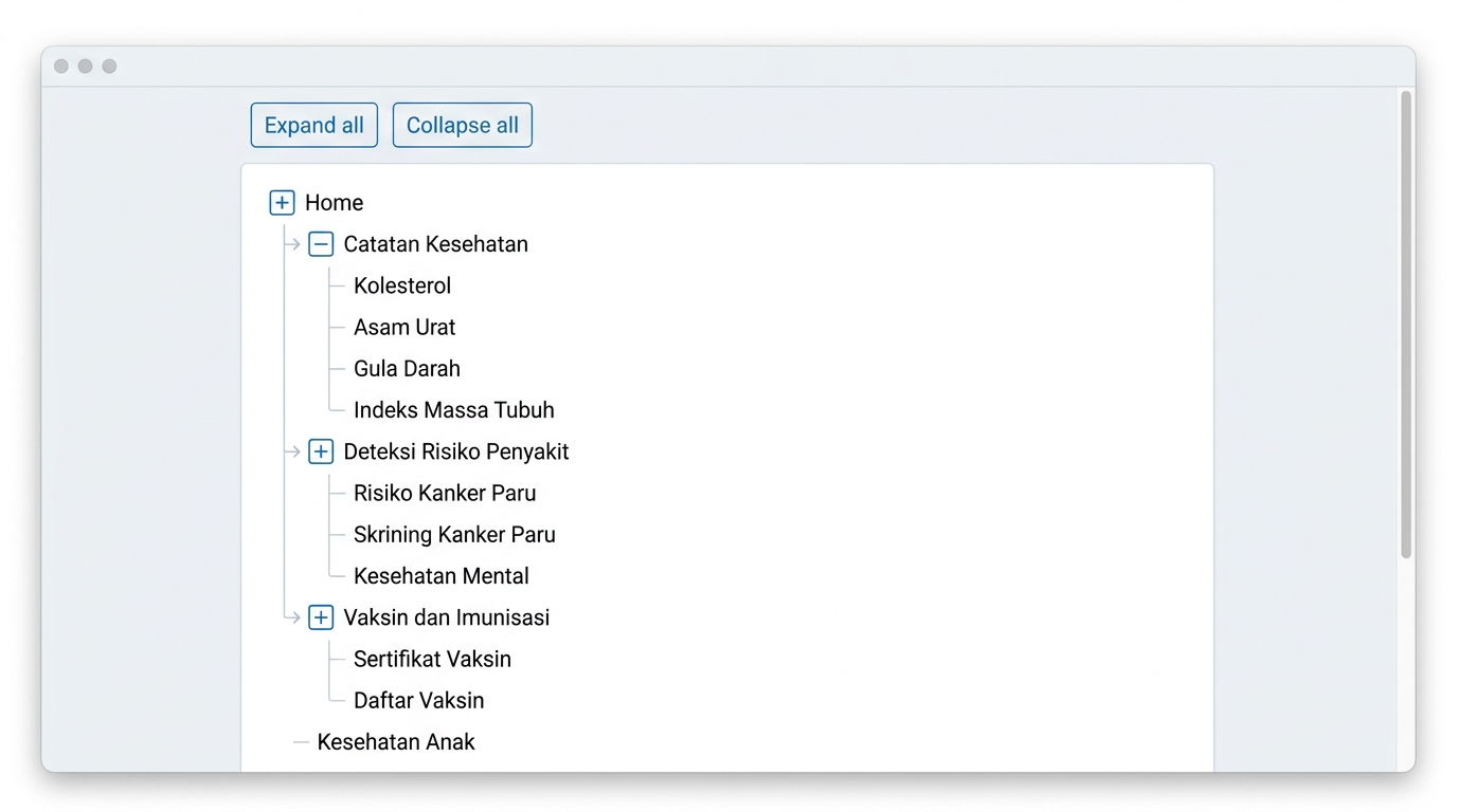 Optimal Workshop Treejack Tree Testing Session Task Interface (Healthcare App Structure)